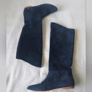 Belle By Sigerson Morrison Suede Dark Blue Knee-High  Boots Sz-8